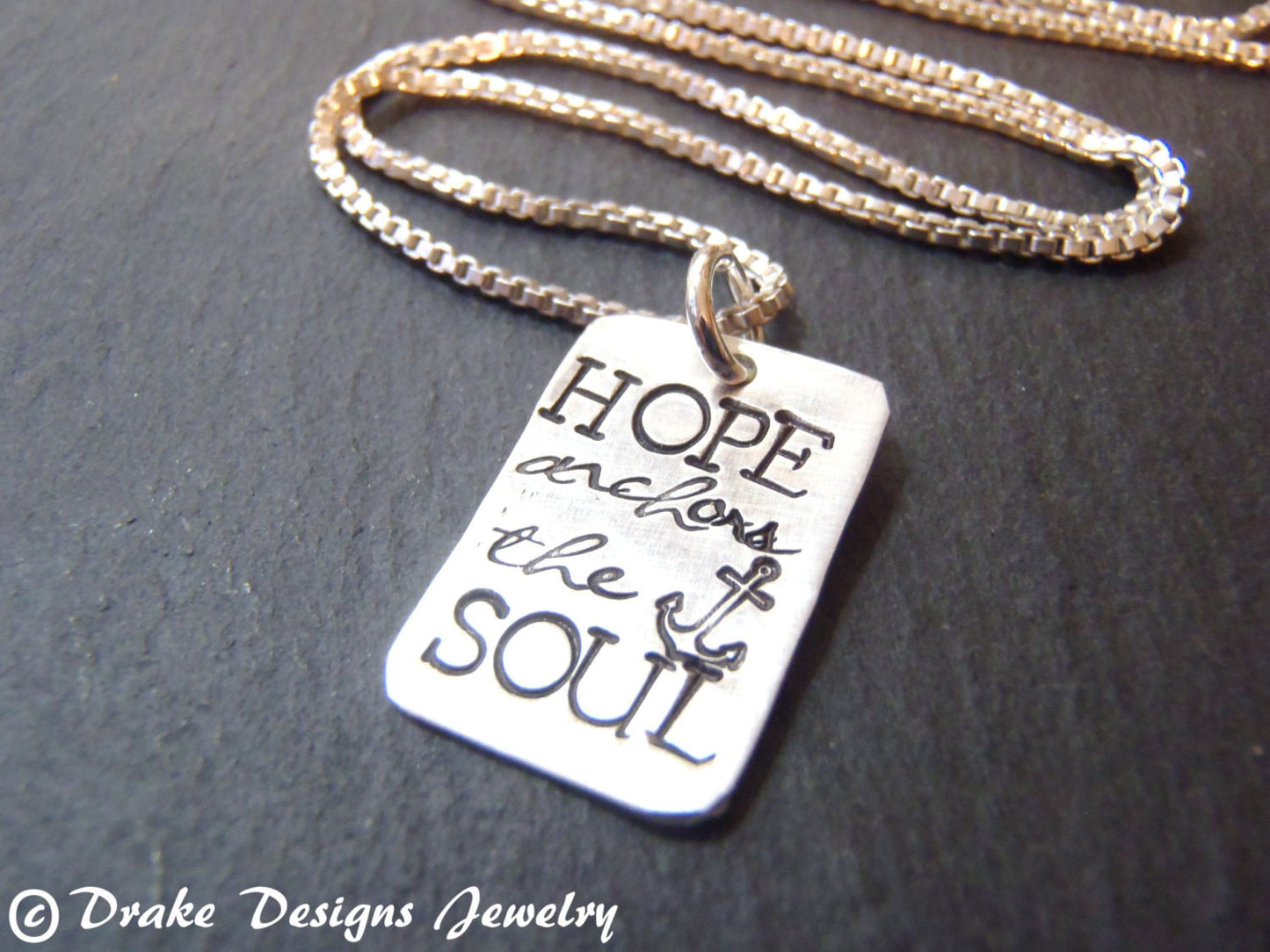 Hope anchors the soul necklace - sterling silver scripture jewelry - Drake Designs Jewelry