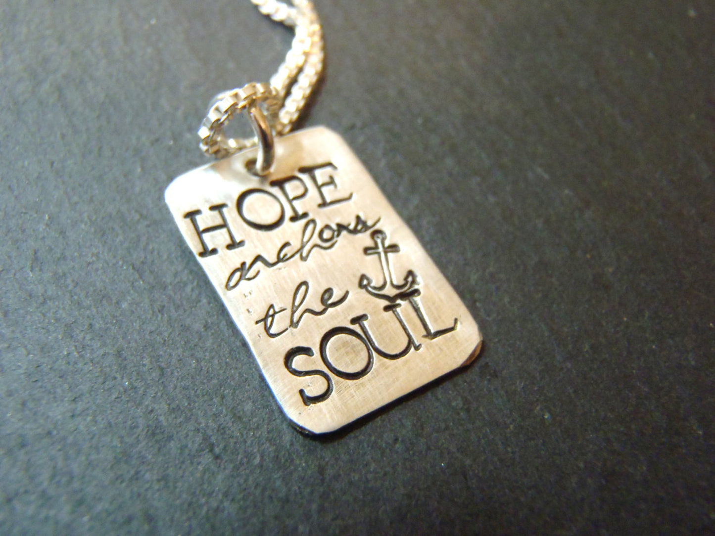 Hope anchors the soul necklace - sterling silver scripture jewelry - Drake Designs Jewelry