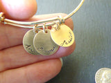 Personalized gold adjustable bangle bracelet for mom - Drake Designs Jewelry