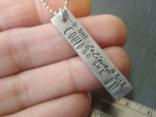she believed she could necklace inspirational quote jewelry graduation gift - Drake Designs Jewelry