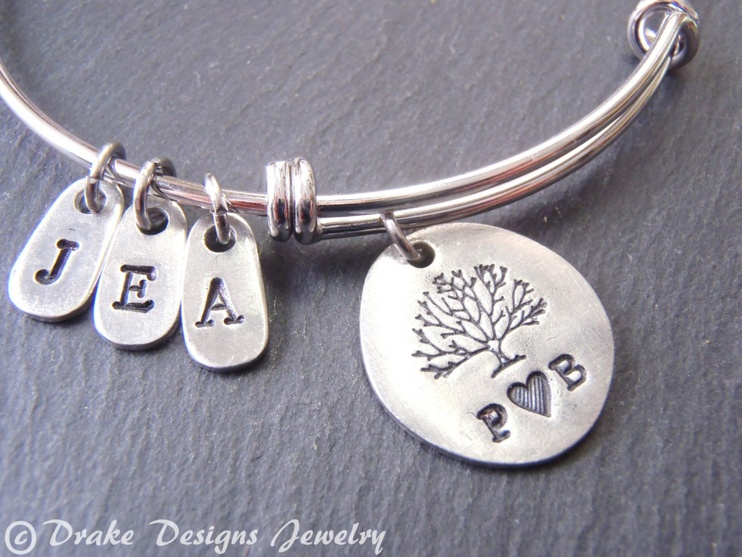 Family tree bracelet for mom personalized with initials - Drake Designs Jewelry