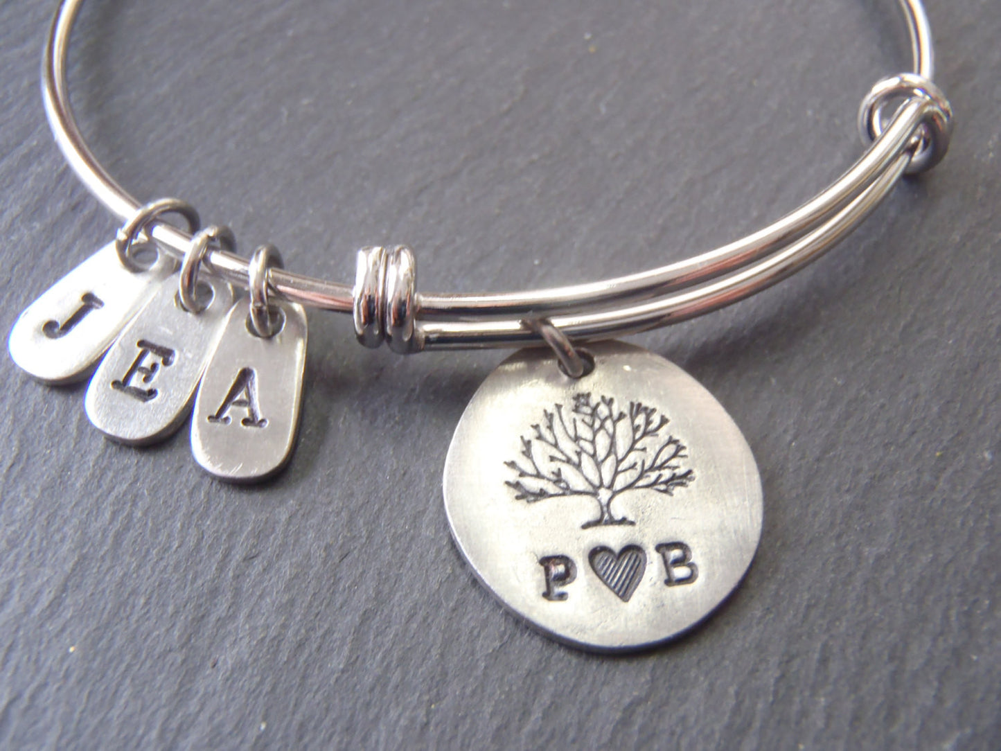 Family tree bracelet for mom personalized with initials - Drake Designs Jewelry