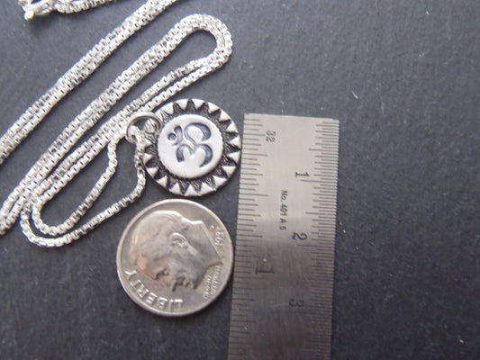 Recycled silver Om necklace rustic artisan sunburst jewelry - Drake Designs Jewelry