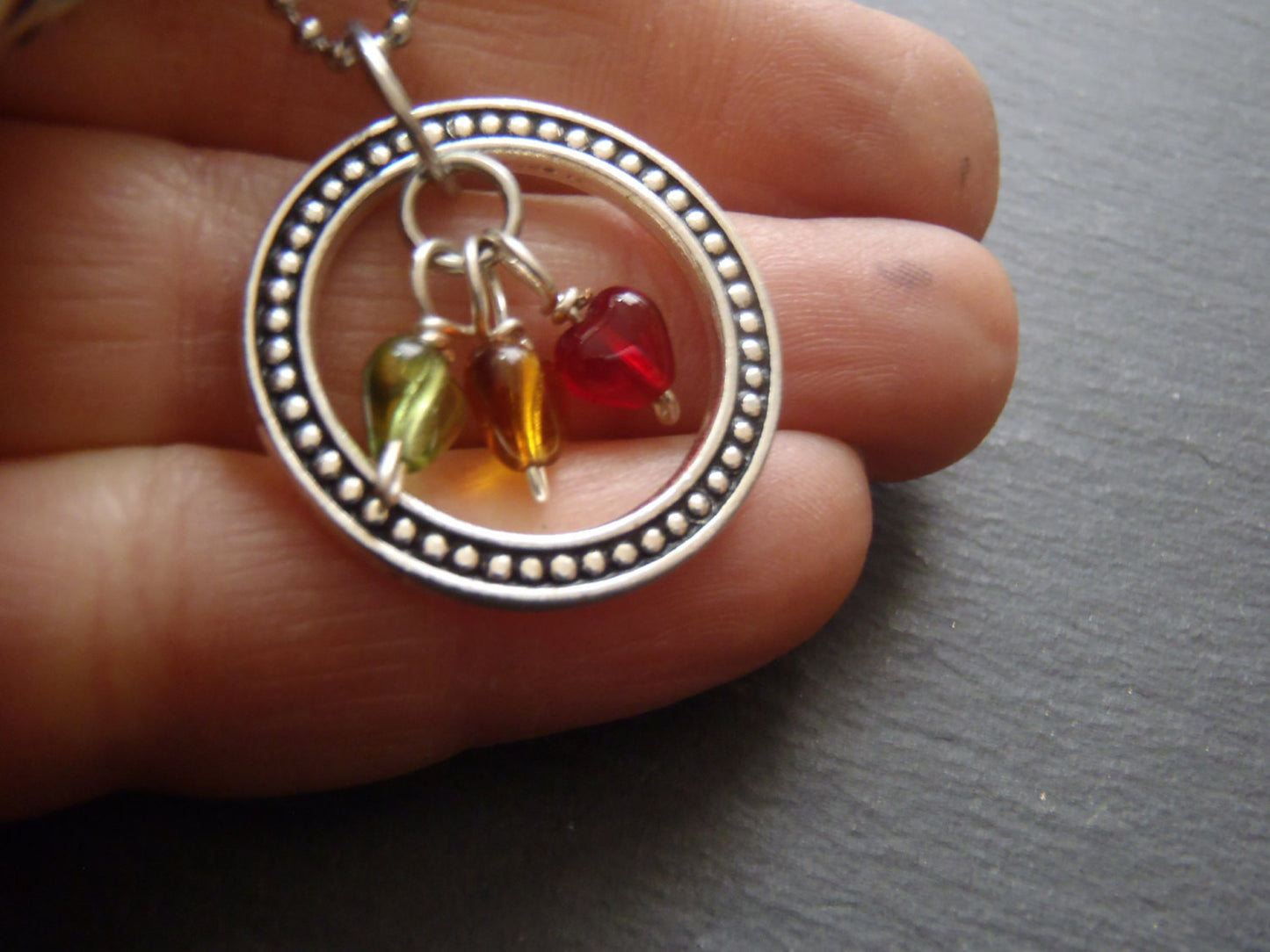 pewter eternity circle - mom Birthstone necklace - Drake Designs Jewelry