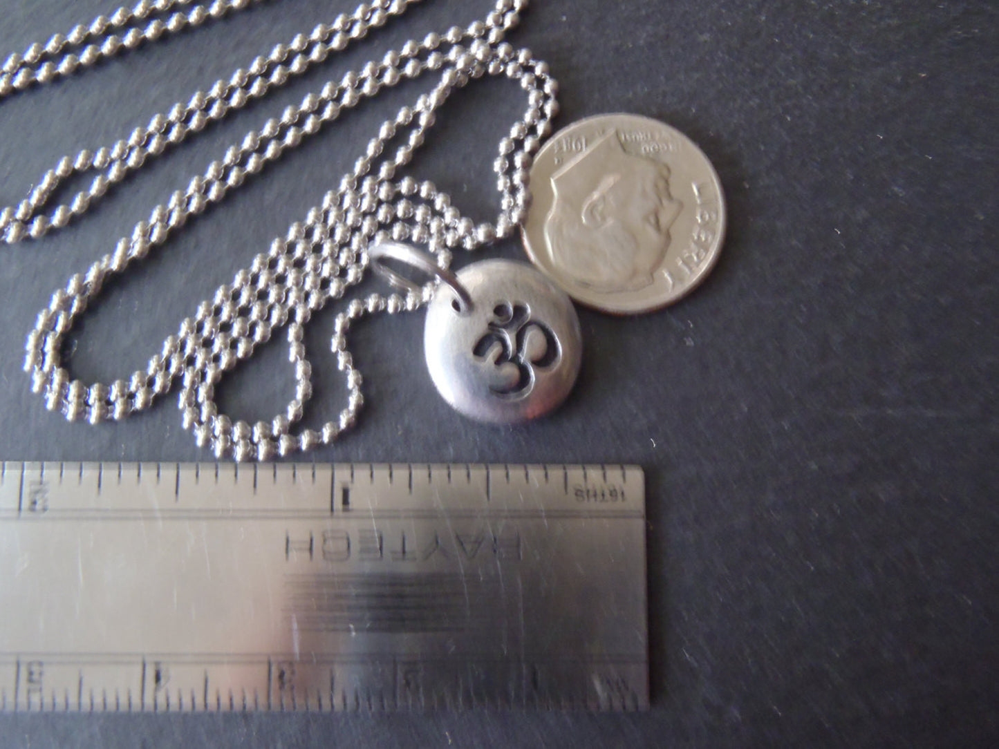 Om tiny pebble necklace - yoga jewelry - Drake Designs Jewelry