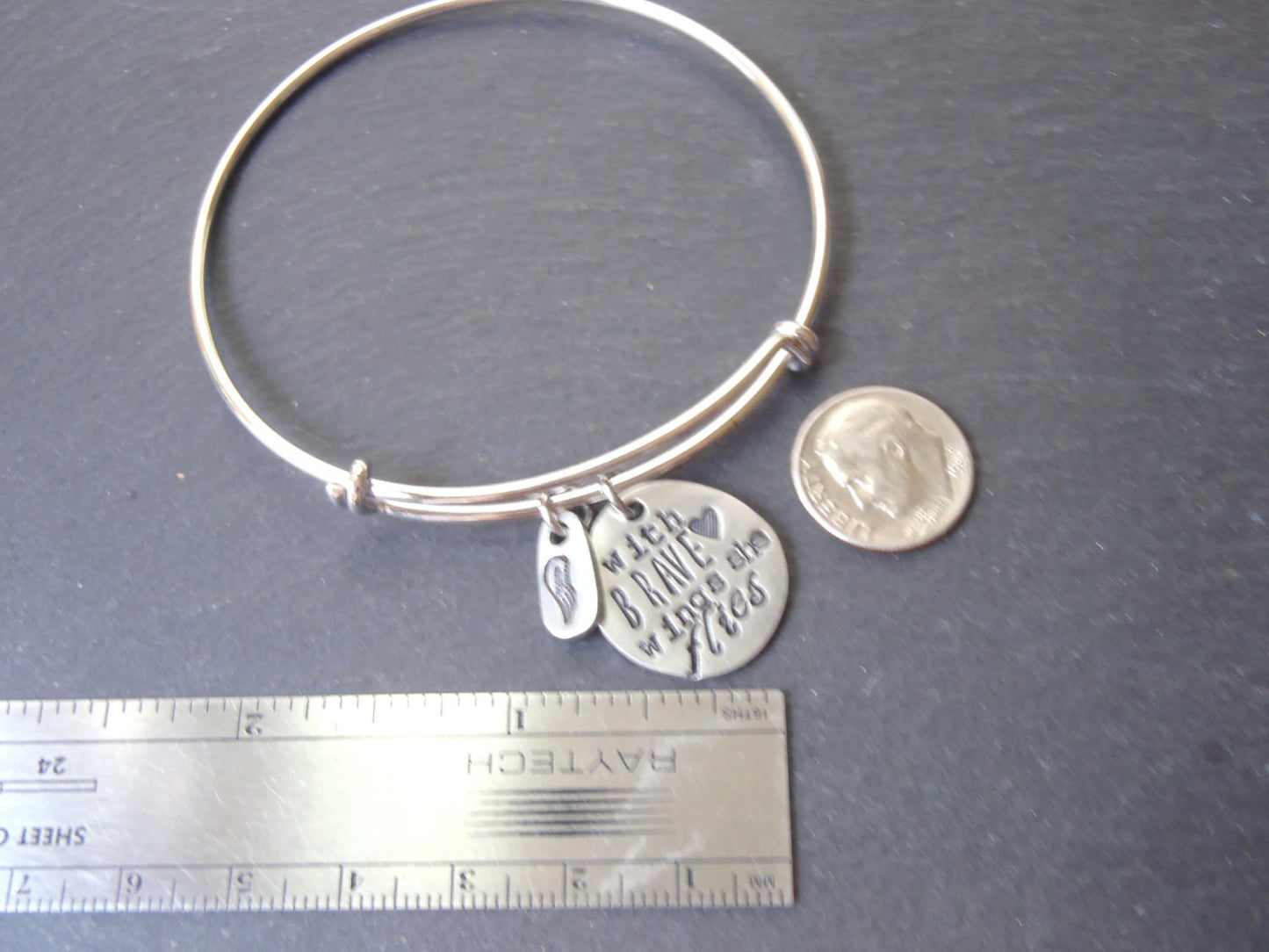 with brave wings she flies personalized graduation gift for her bangle inspirational bracelet - Drake Designs Jewelry