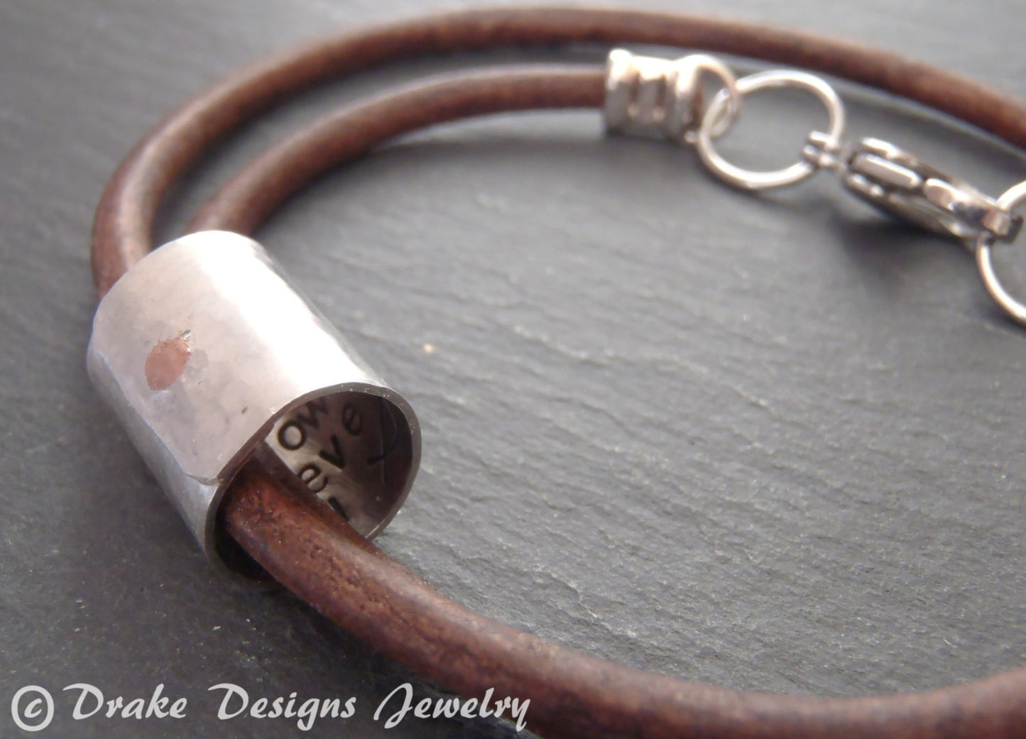 Custom secret message bracelet with your words hidden inside - Drake Designs Jewelry
