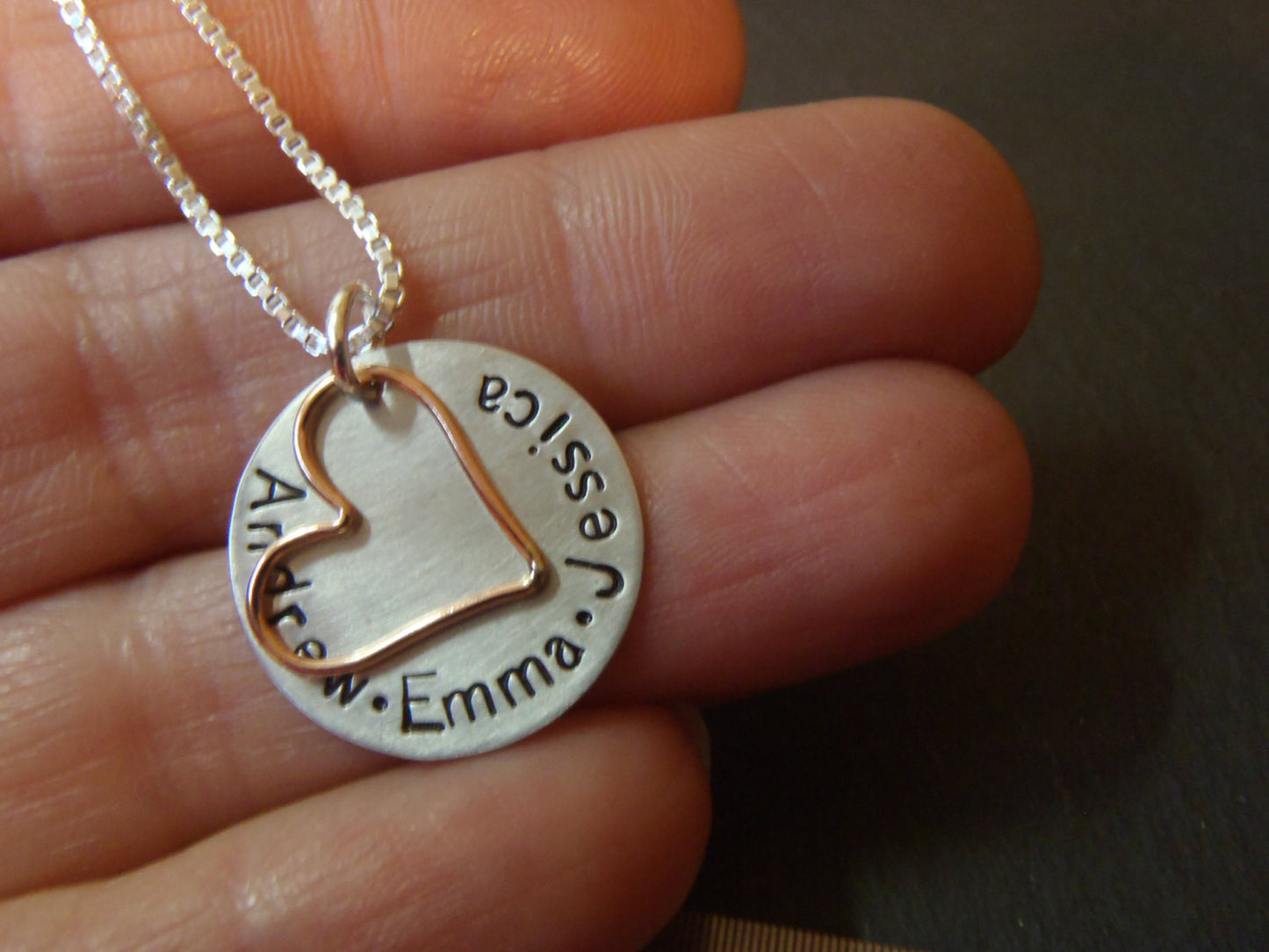 Sterling silver and rose gold fill mom necklace personalized with names - Drake Designs Jewelry