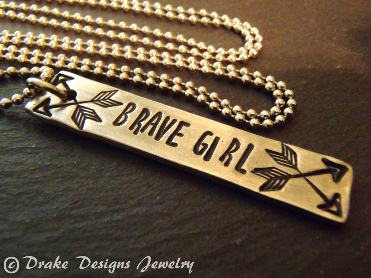 Motivational arrow Necklace - Brave girl - affirmation jewelry - Drake Designs Jewelry