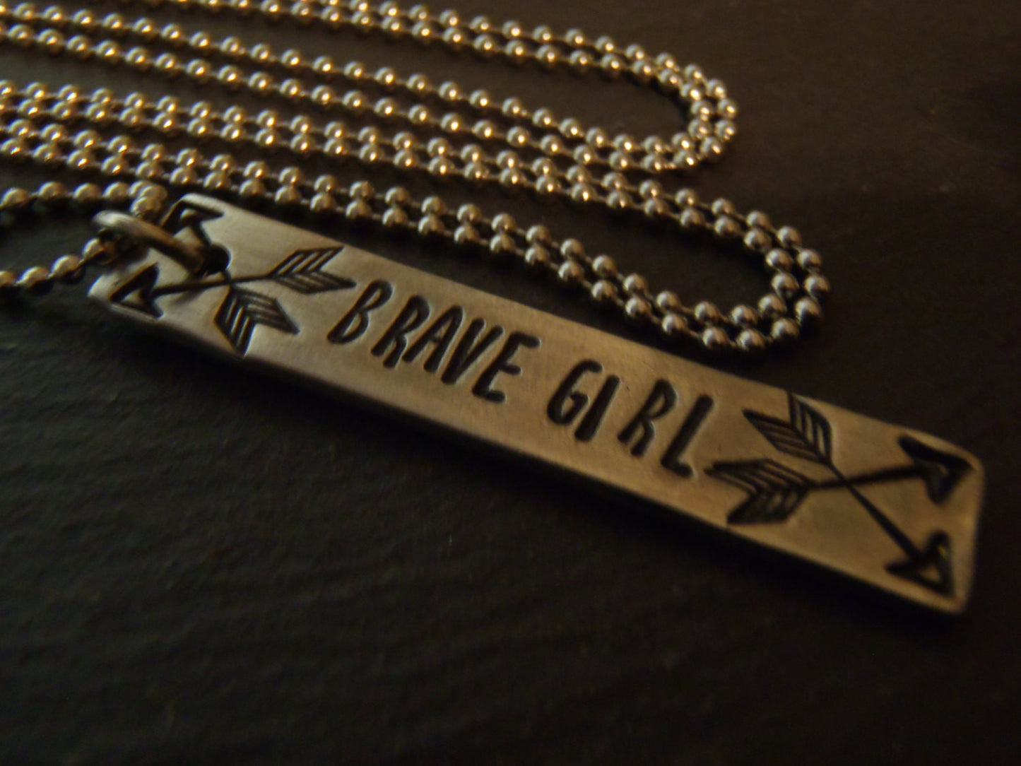 Motivational arrow Necklace - Brave girl - affirmation jewelry - Drake Designs Jewelry