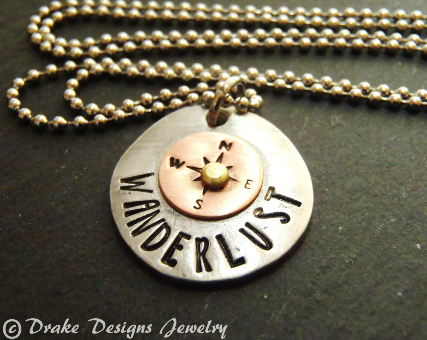 Travel compass necklace wanderlust necklace gifts for traveler wanderlust jewelry mixed metal - Drake Designs Jewelry