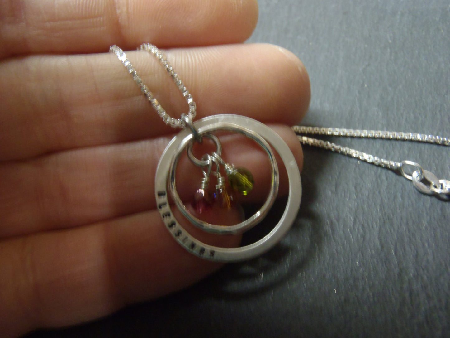 Sterling silver grandmother birthstone Necklace personalized mothers necklace with birthstones BLESSINGS - Drake Designs Jewelry