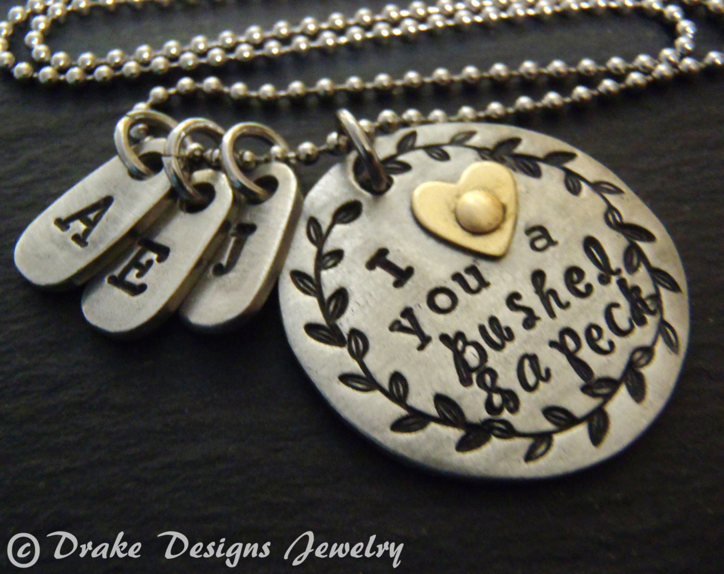I love you a bushel and a peck necklace personalized for grandma or mom - Drake Designs Jewelry