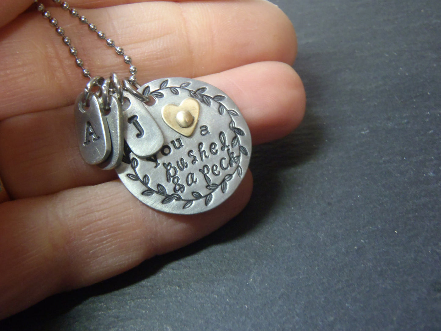 I love you a bushel and a peck necklace personalized for grandma or mom - Drake Designs Jewelry