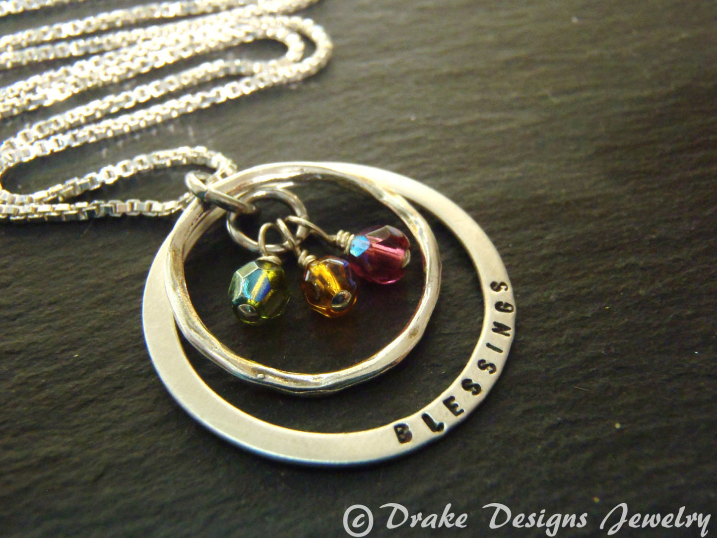 Sterling silver grandmother birthstone Necklace personalized mothers necklace with birthstones BLESSINGS - Drake Designs Jewelry
