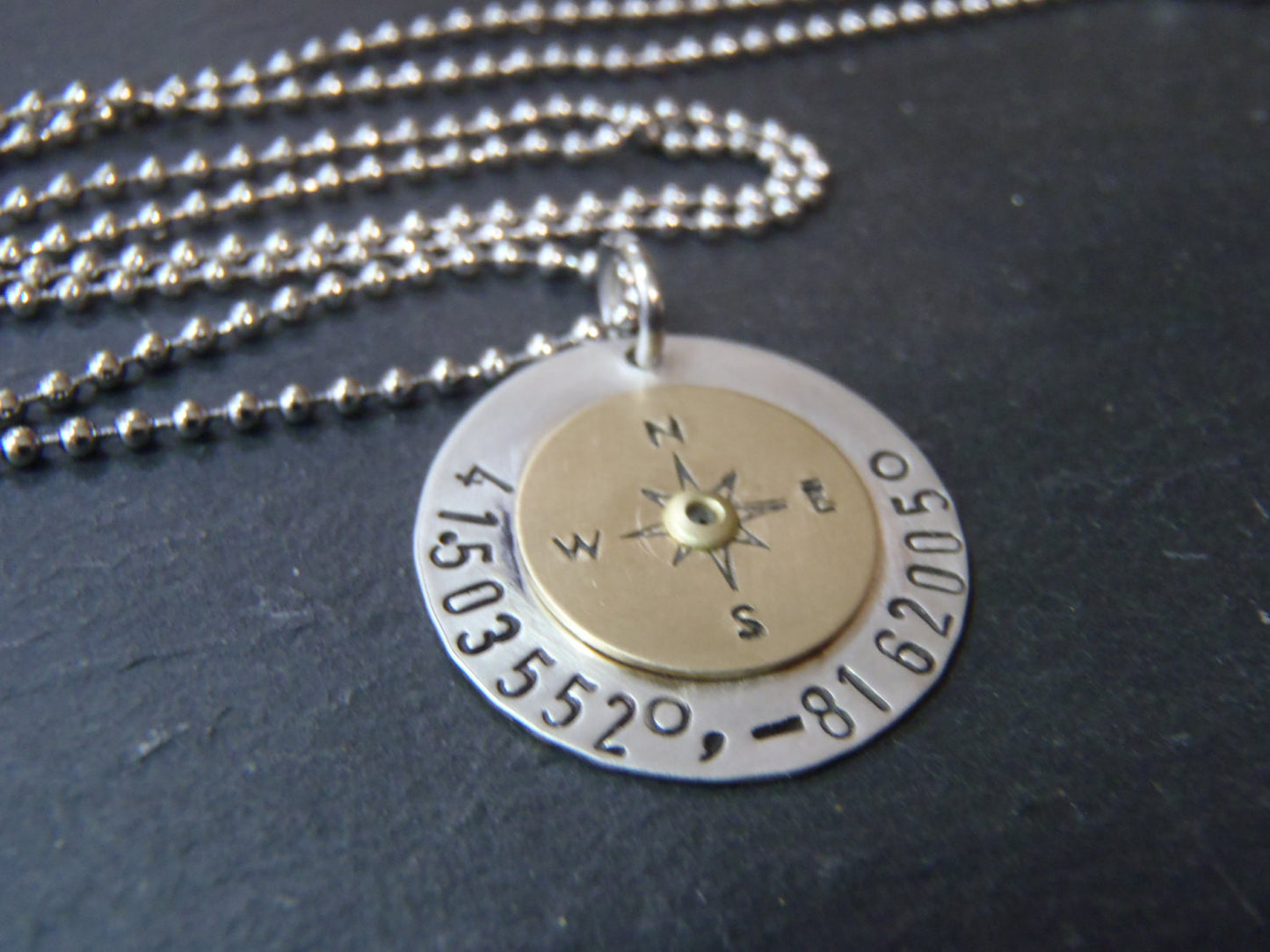 Personalized custom coordinate compass necklace - Latitude longitude jewelry - Drake Designs Jewelry