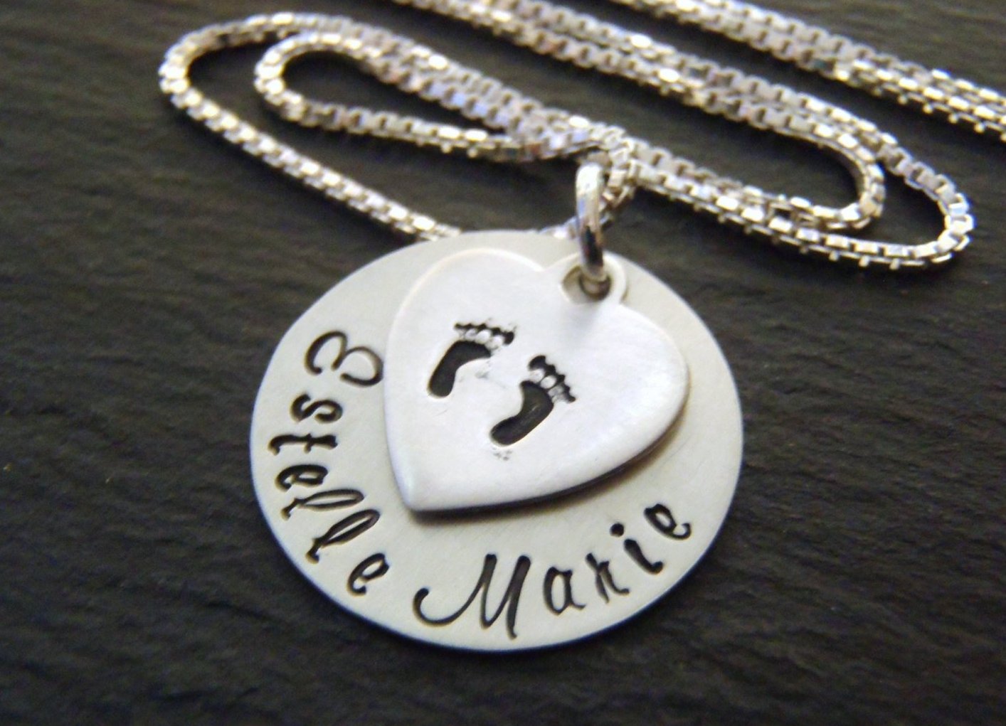 Sterling Silver footprint necklace for mom personalized new baby gift - Drake Designs Jewelry