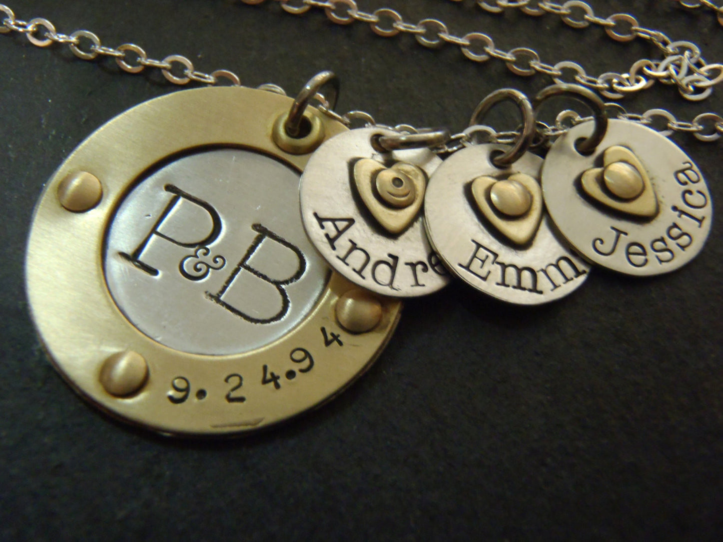 Sterling silver Family necklace with kids' names - gift for wife - Drake Designs Jewelry