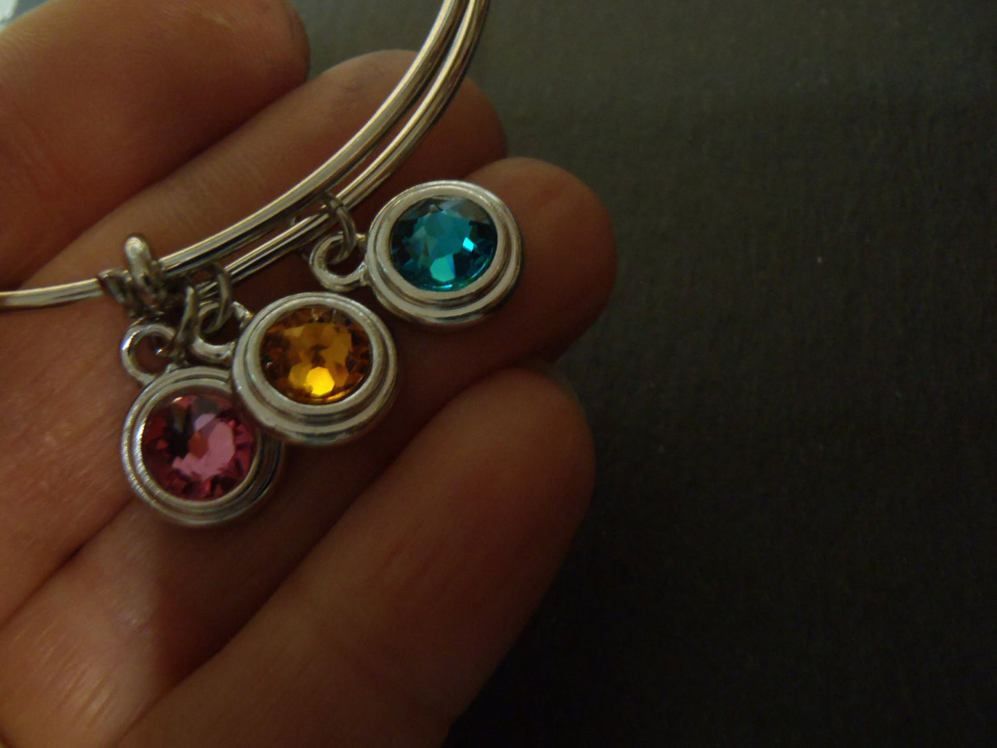 personalized adjustable bangle birthstone bracelet for mom - Drake Designs Jewelry