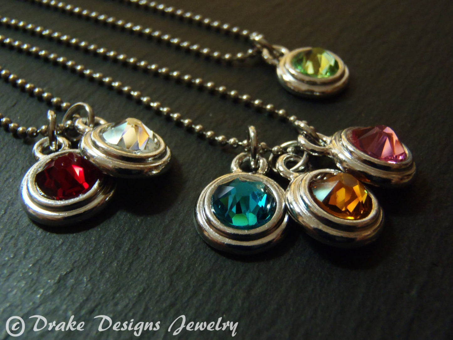 Personalized Birthstone charm necklace for mom, grandma or for yourself - Drake Designs Jewelry