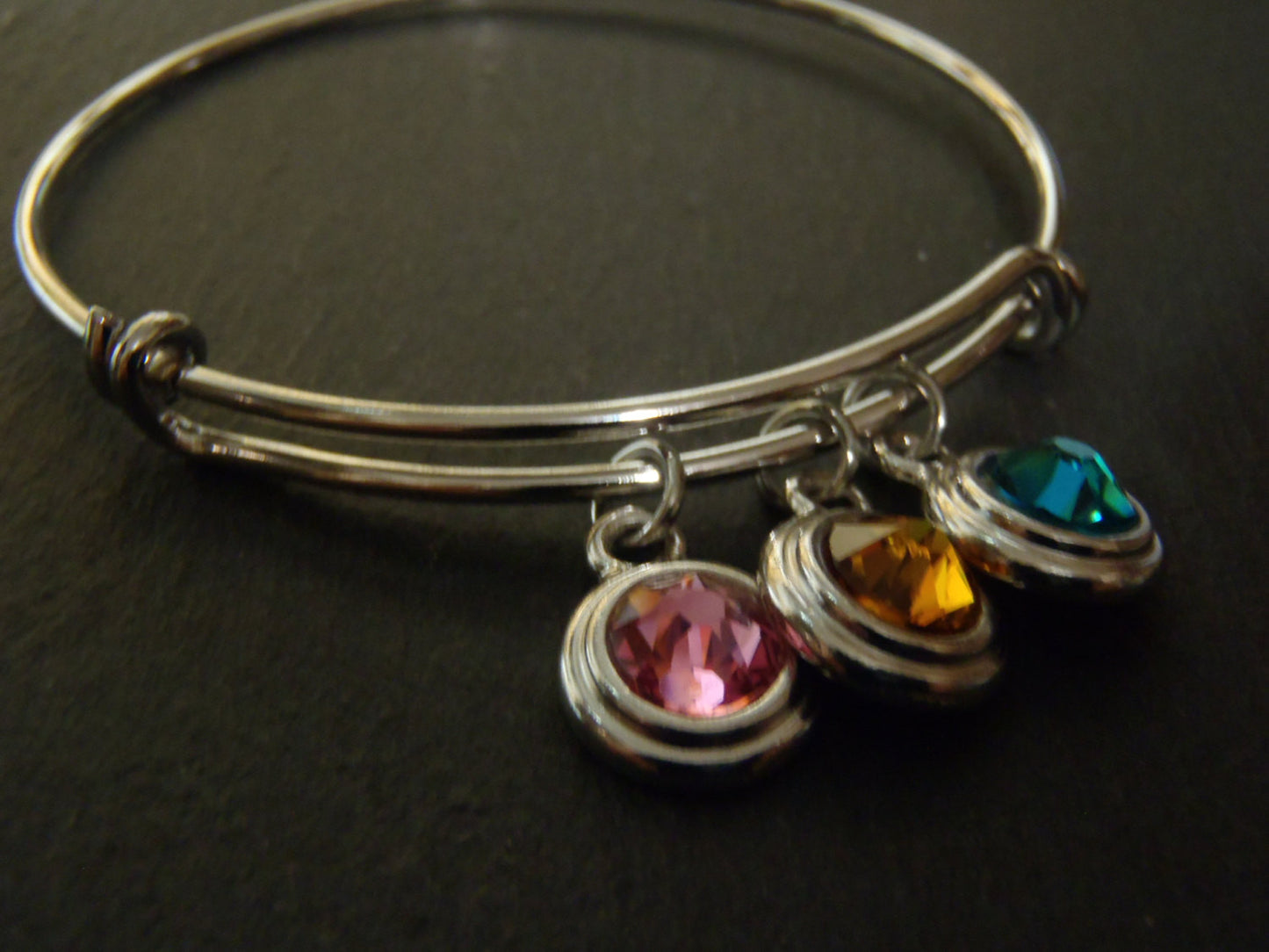 personalized adjustable bangle birthstone bracelet for mom - Drake Designs Jewelry