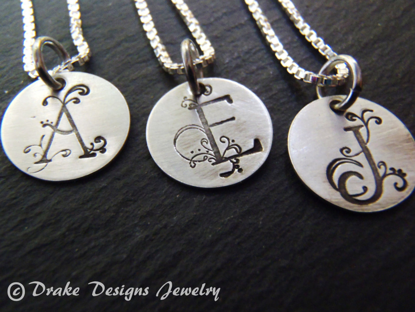 Tiny initial necklace personalized sterling silver - Drake Designs Jewelry