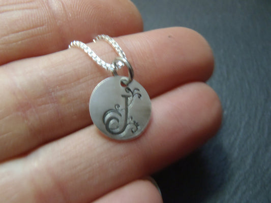 Tiny initial necklace personalized sterling silver - Drake Designs Jewelry