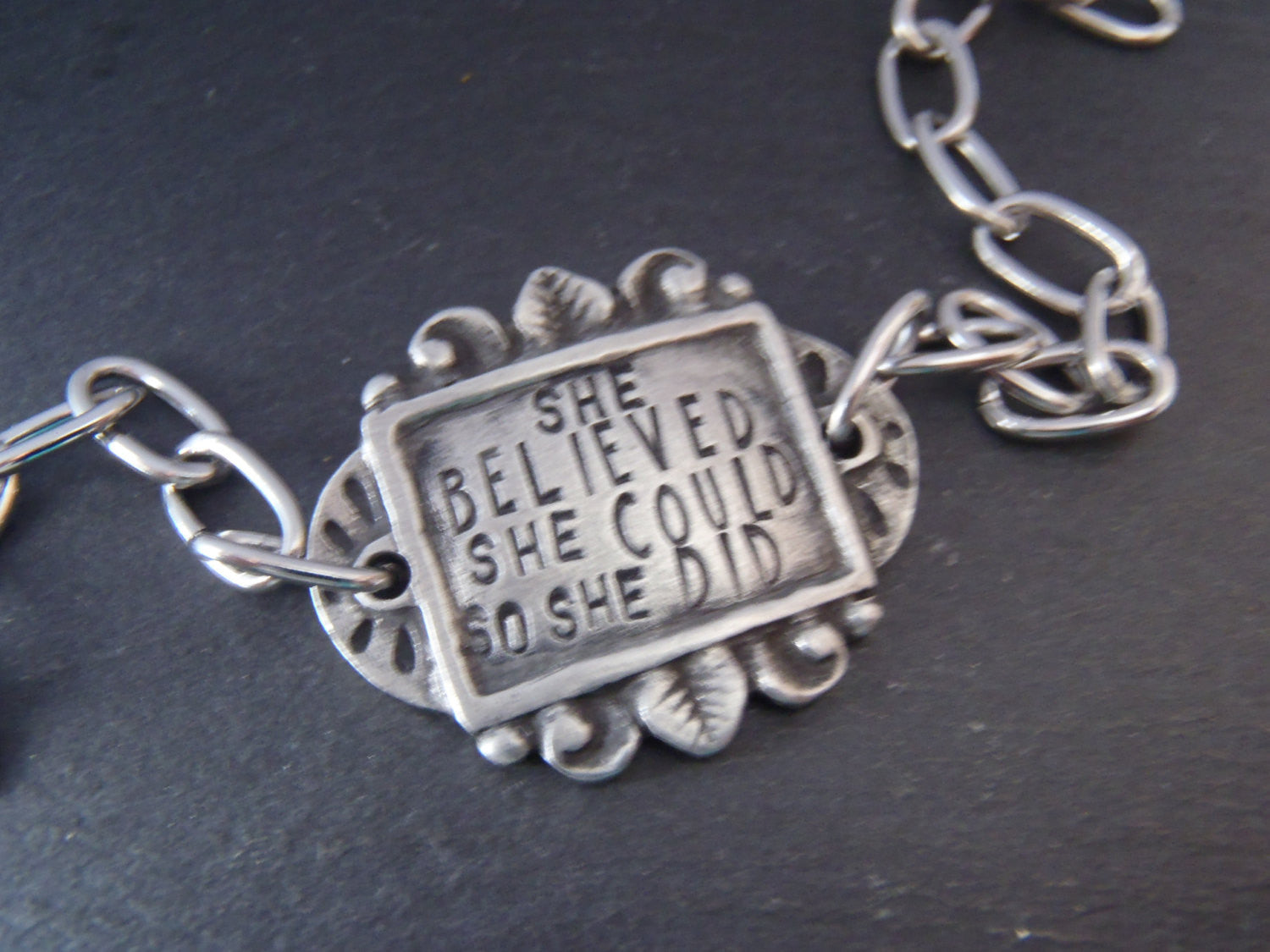 she believed she could so she did - Inspirational bracelet - Drake Designs Jewelry
