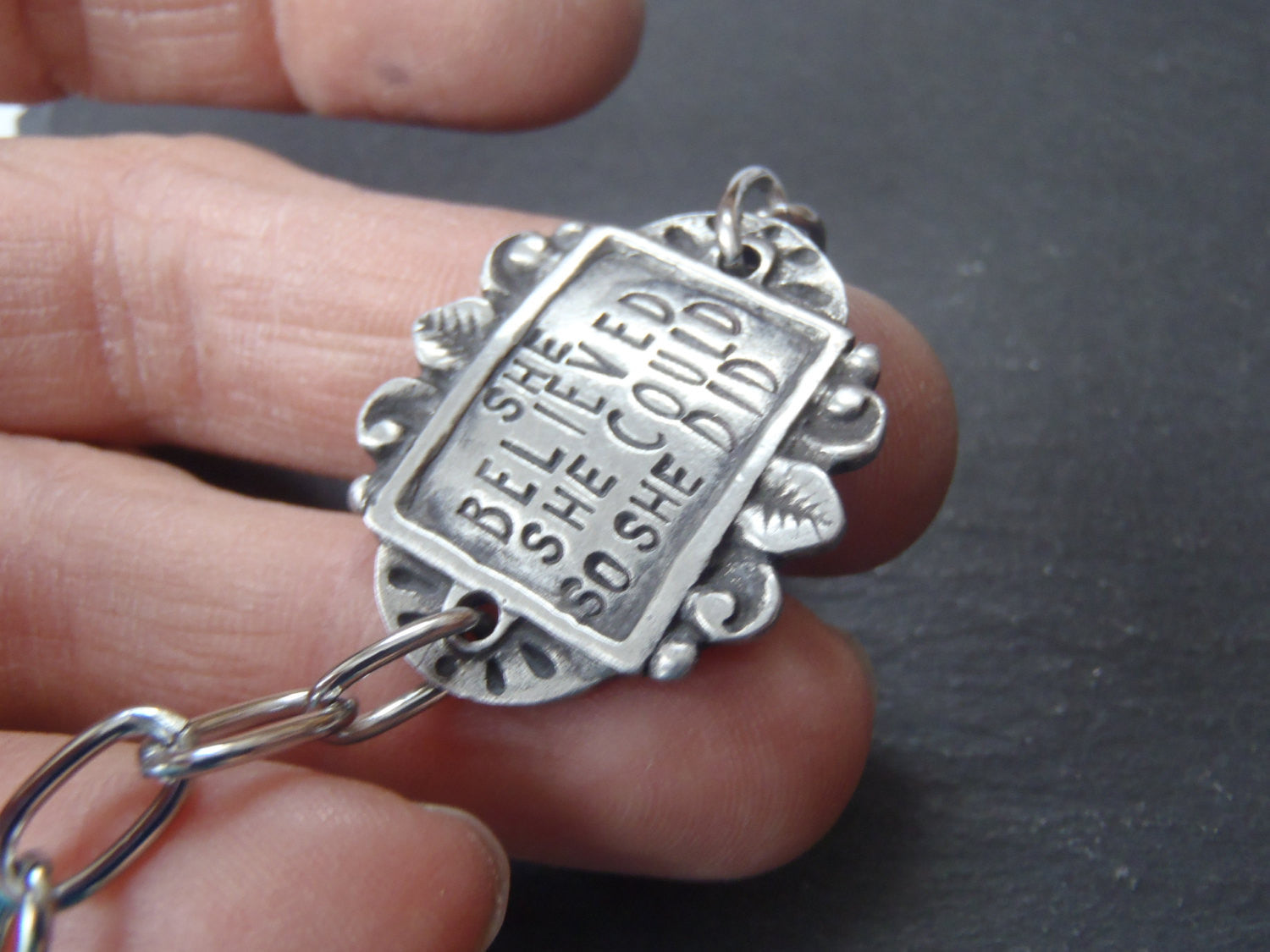 she believed she could so she did - Inspirational bracelet - Drake Designs Jewelry