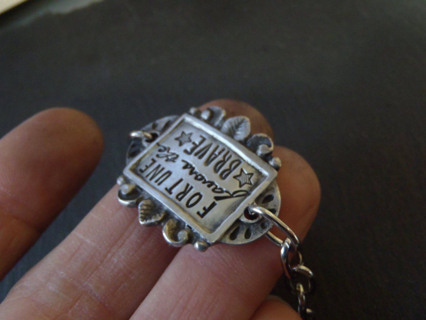 Motivational - fortune favors the brave bracelet - inspirational bracelet - Drake Designs Jewelry