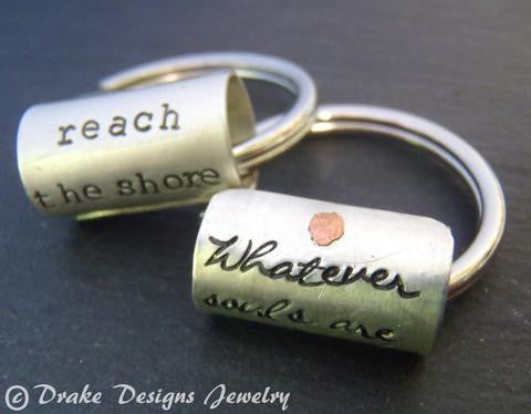 Sterling silver personalized inspirational quote Custom text keychain - Drake Designs Jewelry