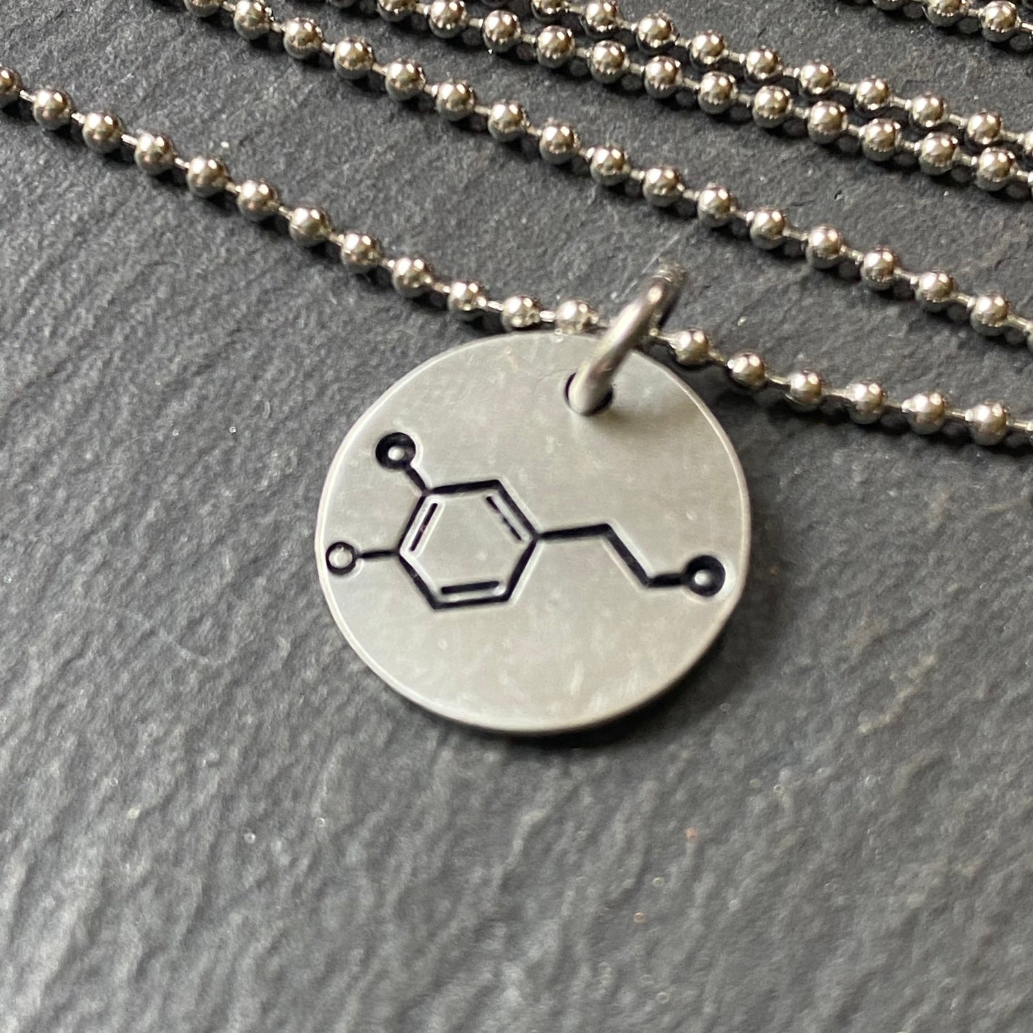 Science Chemistry Jewelry with hand stamped molecule structure - science gift for men and women drake designs jewelry