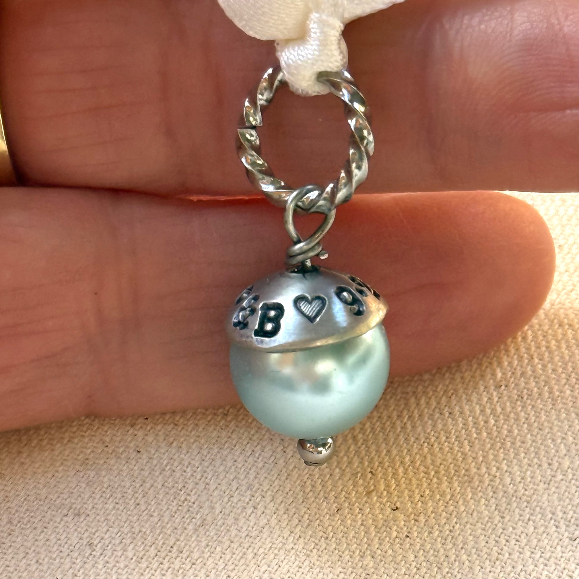Something Blue Personalized Bouquet charm with date and initials - drake designs jewelry