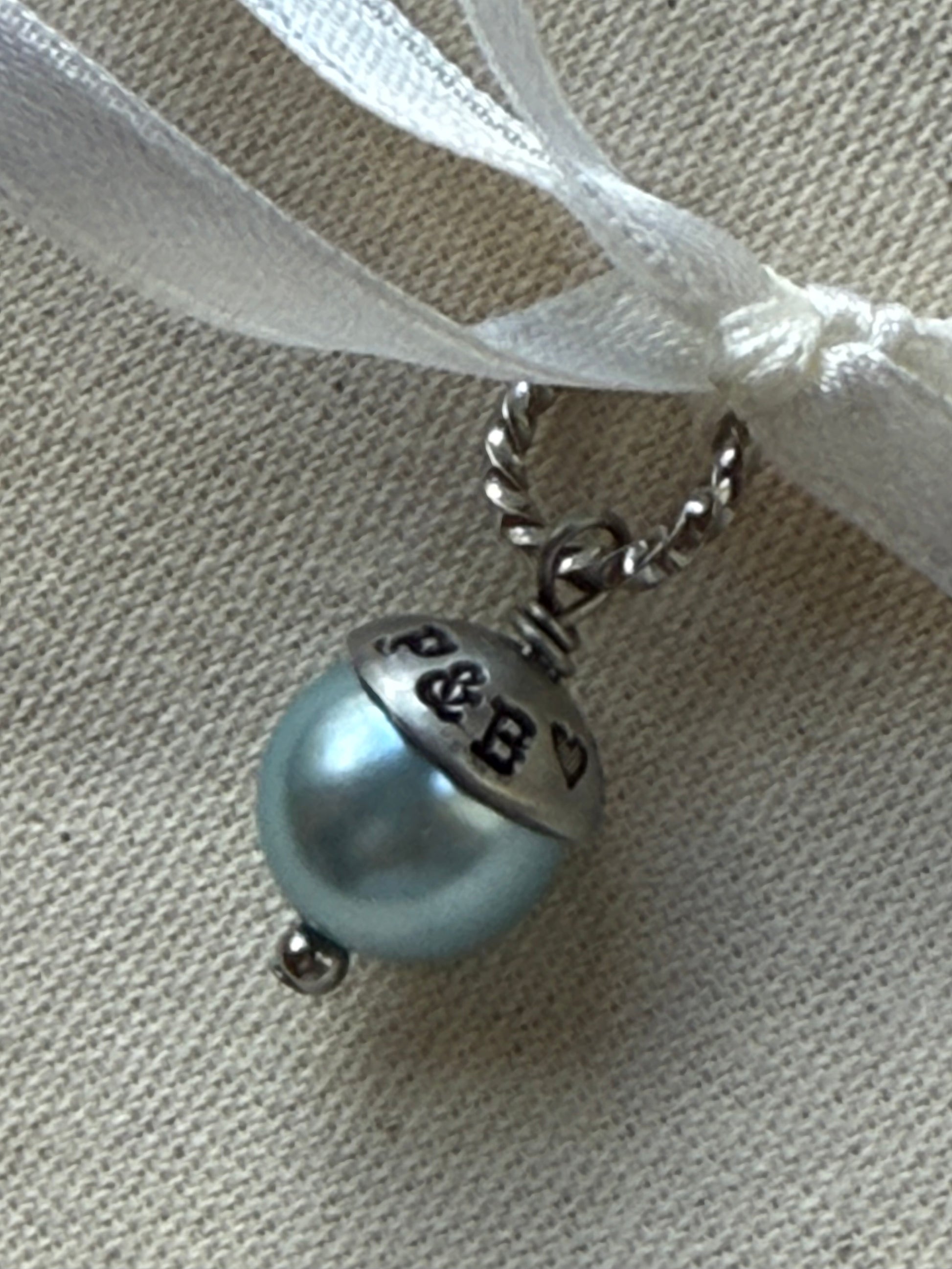Something Blue Personalized Bouquet charm with date and initials - drake designs jewelry