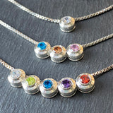 sterling silver birthstone crystal slider charm necklace - drake designs jewelry