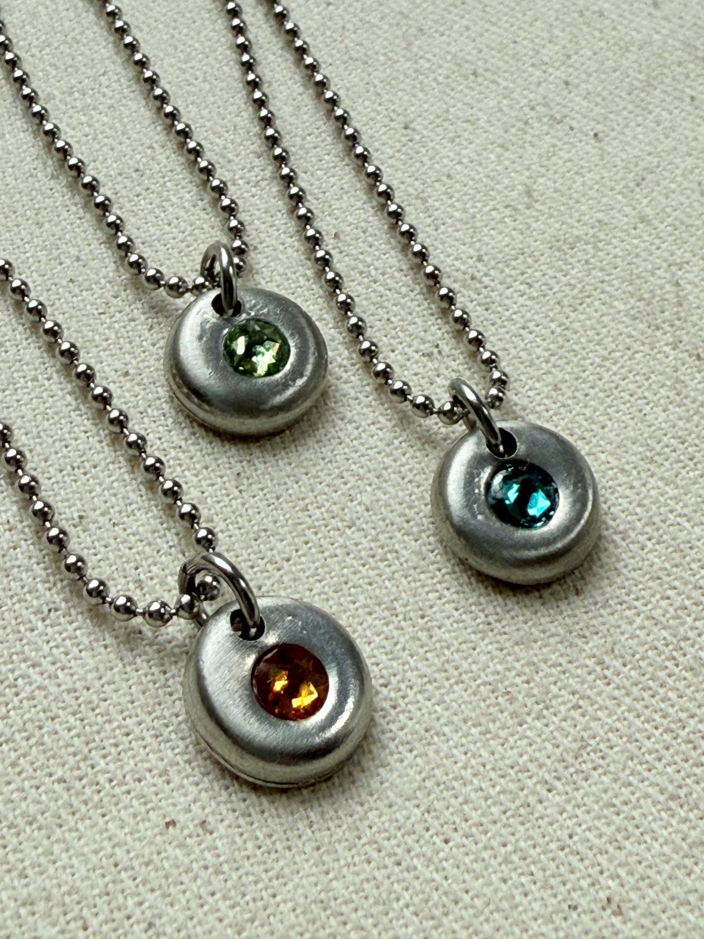 silver pebble birthstone necklace  - drake designs jewelry