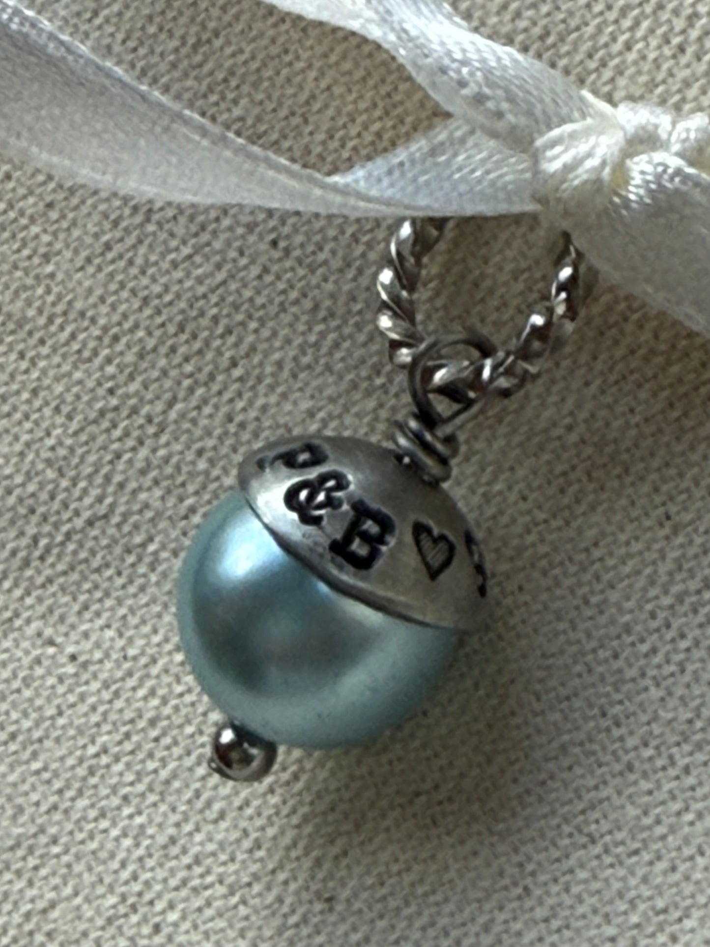 Something Blue Personalized Bouquet charm with date and initials - drake designs jewelry