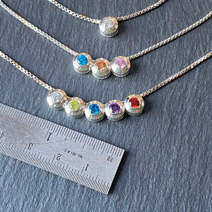 sterling silver birthstone slider charm necklace  with birthstone crystals- drake designs jewelry
