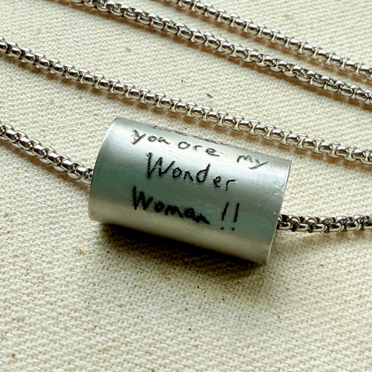 Silver Actual Handwriting necklace with actual loved ones handwritten message - drake designs jewelry