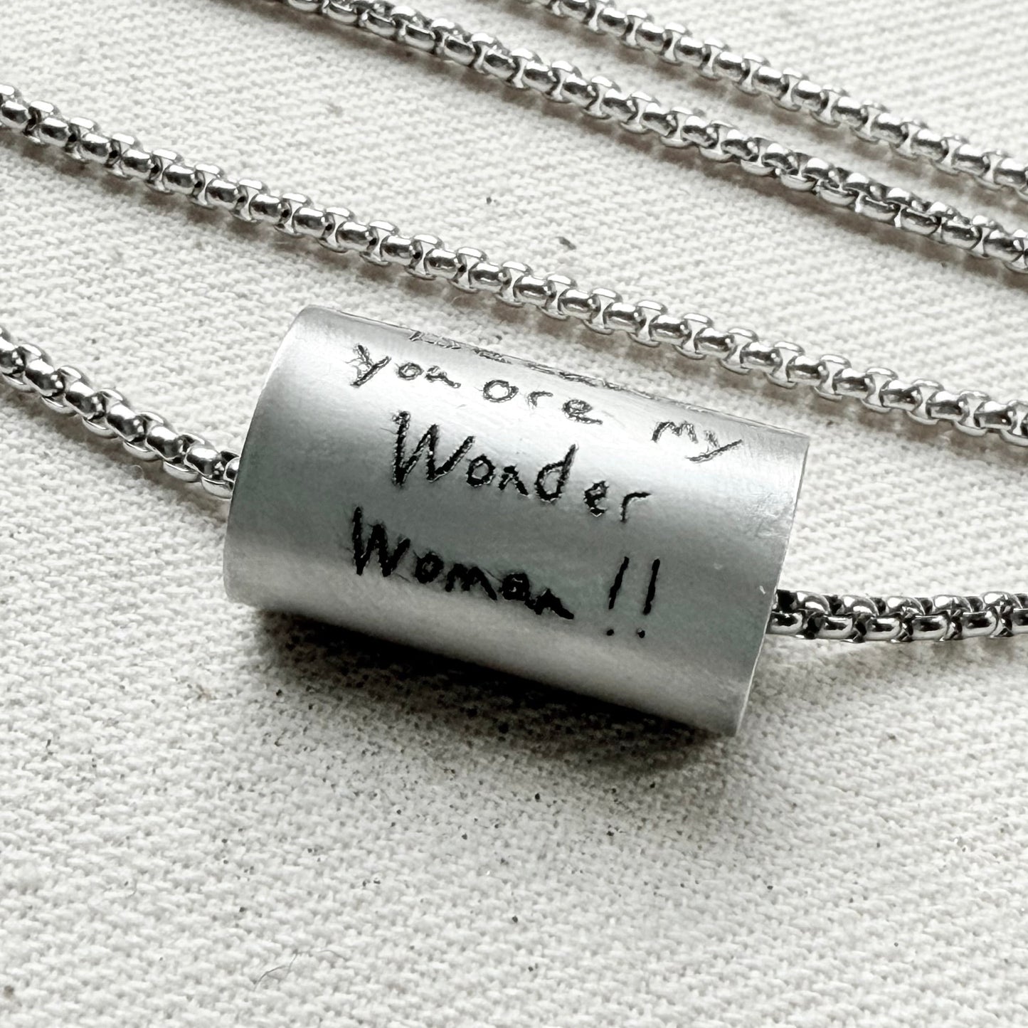 Silver Actual Handwriting necklace with actual loved ones handwritten message - drake designs jewelry