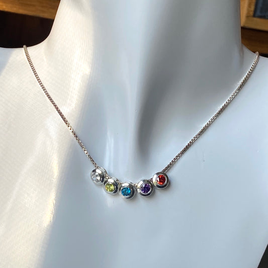 sterling silver birthstone slider charm necklace  with birthstone crystals- drake designs jewelry