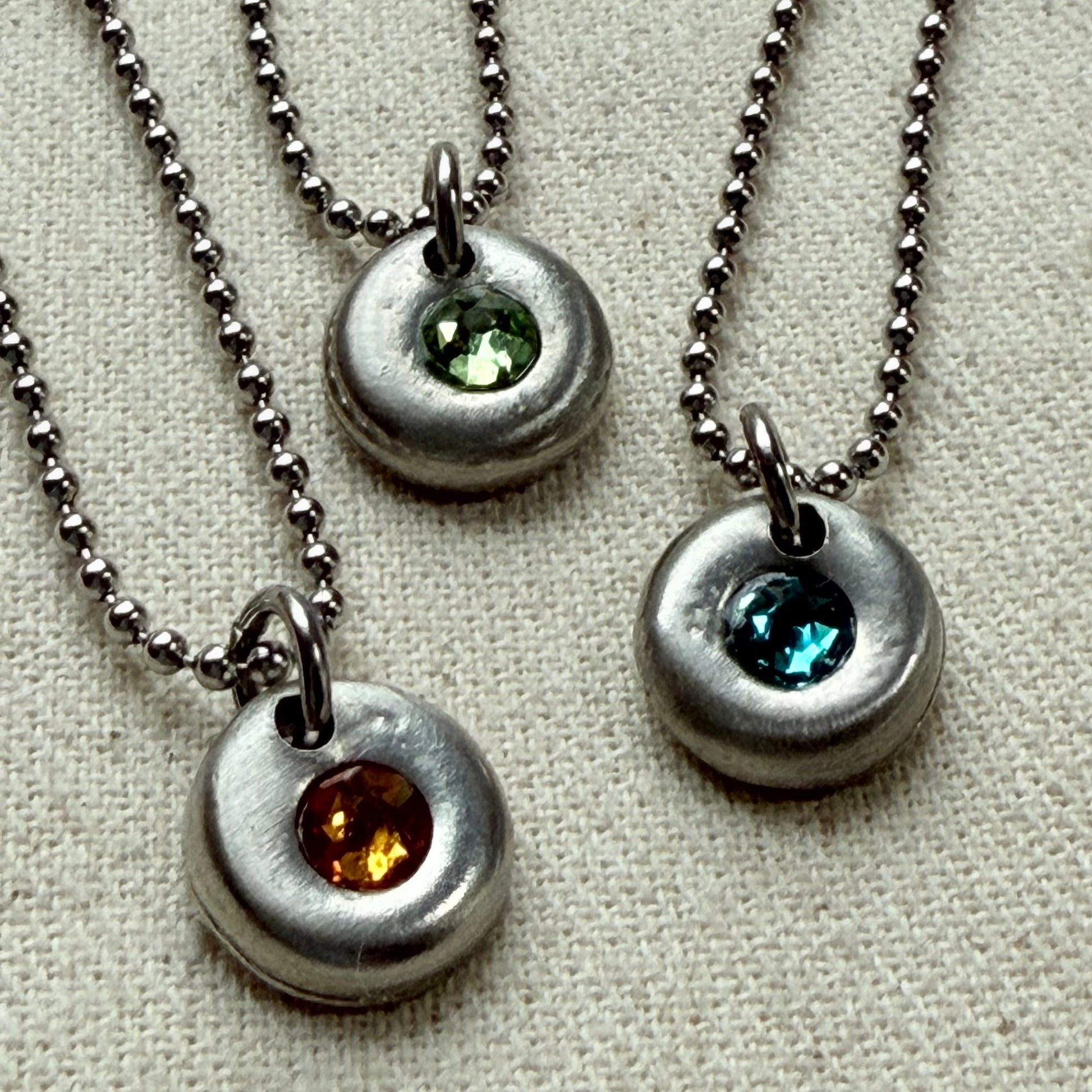 silver pebble birthstone charm necklace - drake designs jewelry