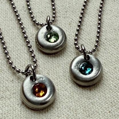 silver pebble birthstone charm necklace - drake designs jewelry