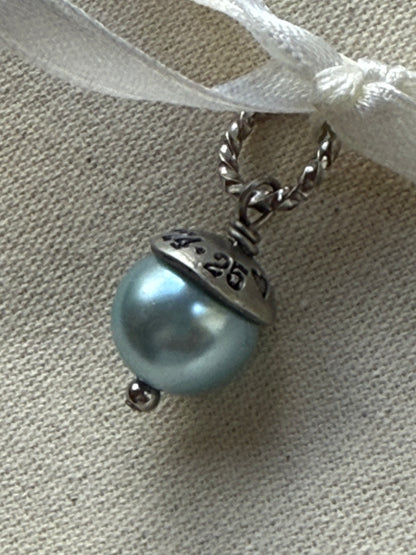 Something Blue Personalized Bouquet charm with date and initials - drake designs jewelry