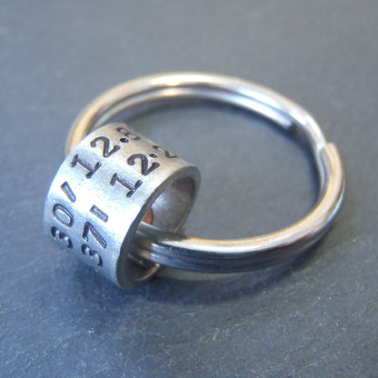Custom Coordinates gift - keychain with latitude and longitude coordinates personalized - drake designs jewelry