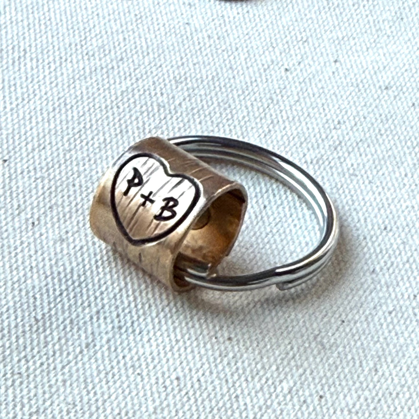 Traditional 8th Bronze anniversary  Gift Personalized with couple initials carved in tree bark with a heart - solid bronze -19th anniversary - Drake designs jewelry 