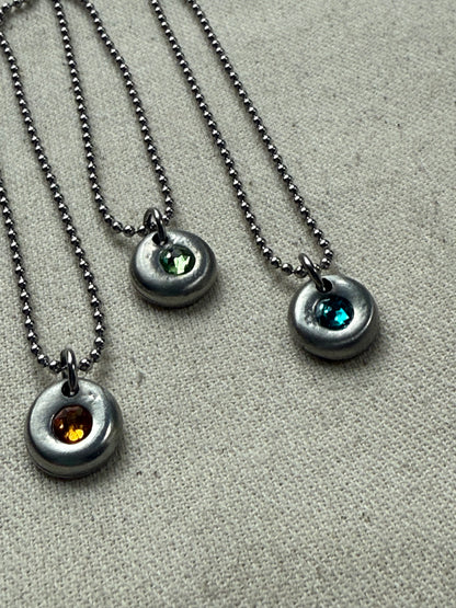 silver pebble birthstone necklace for mom - drake designs jewelry