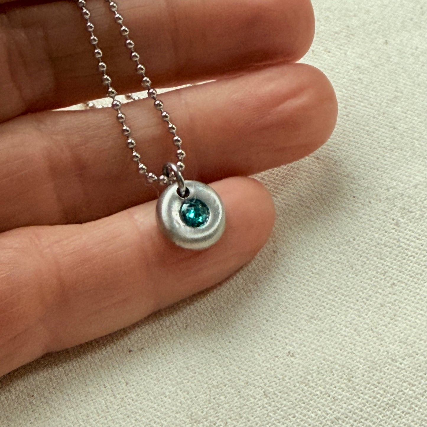 silver pebble birthstone necklace for mom - drake designs jewelry
