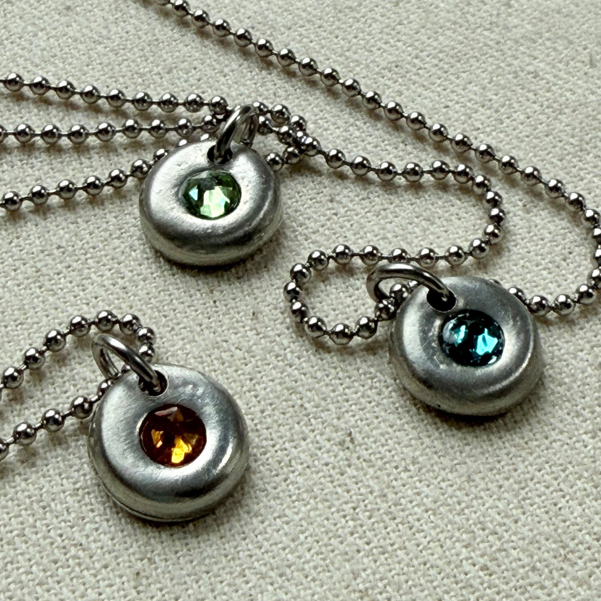 silver pebble birthstone necklace for mom - drake designs jewelry