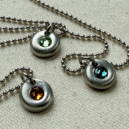 silver pebble birthstone necklace for mom - drake designs jewelry